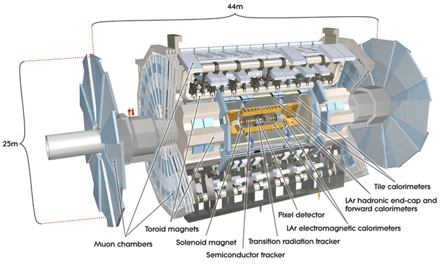 A schematic diagram of the ATLAS detector.